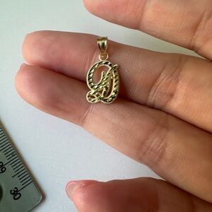 10kt Yellow Gold Initial D Pendant 1/2”
